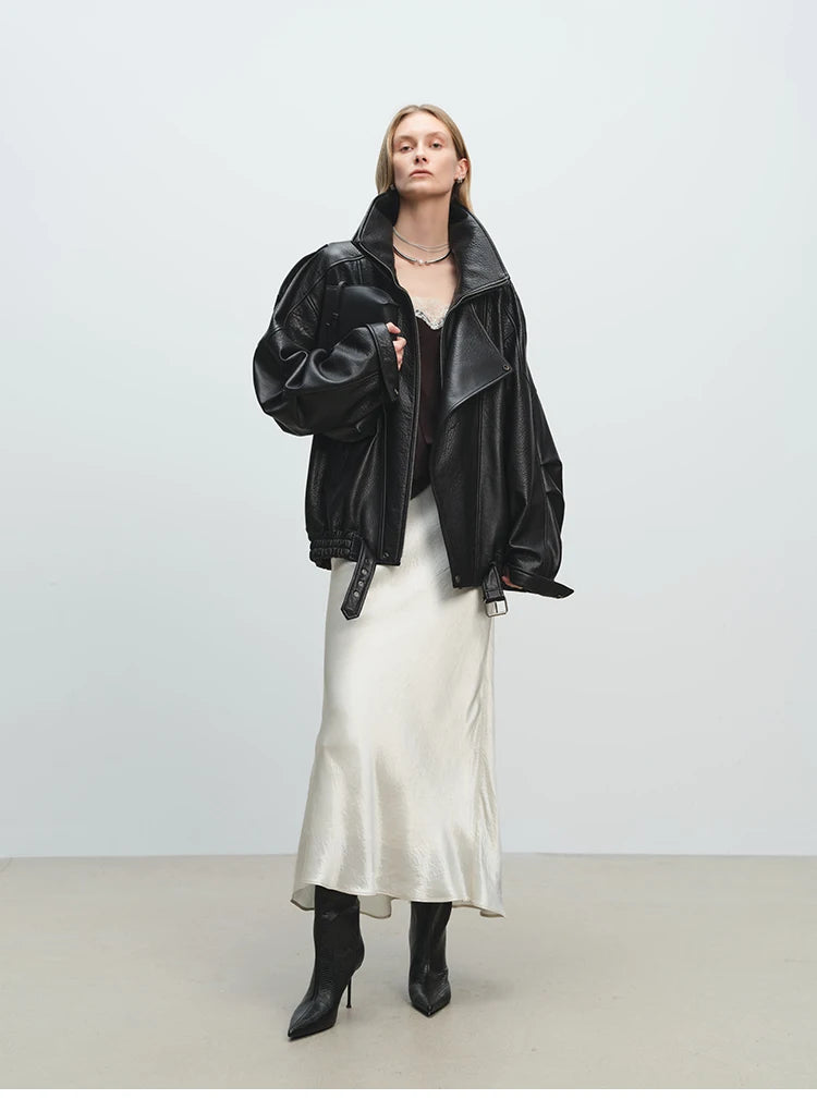 Mauroicardi Primavera Giacca oversize in morbida pelle Pu nera da uomo Cintura a maniche lunghe Designer di lusso Abiti di moda europei 2025
