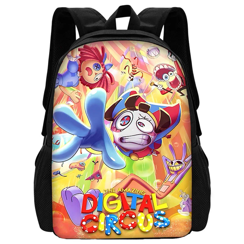 Zaino scolastico per bambini Cartoon A-AmazingS DigitalS Circus con borse per il pranzo, astucci, zaini scolastici per ragazzi e ragazze, miglior regalo