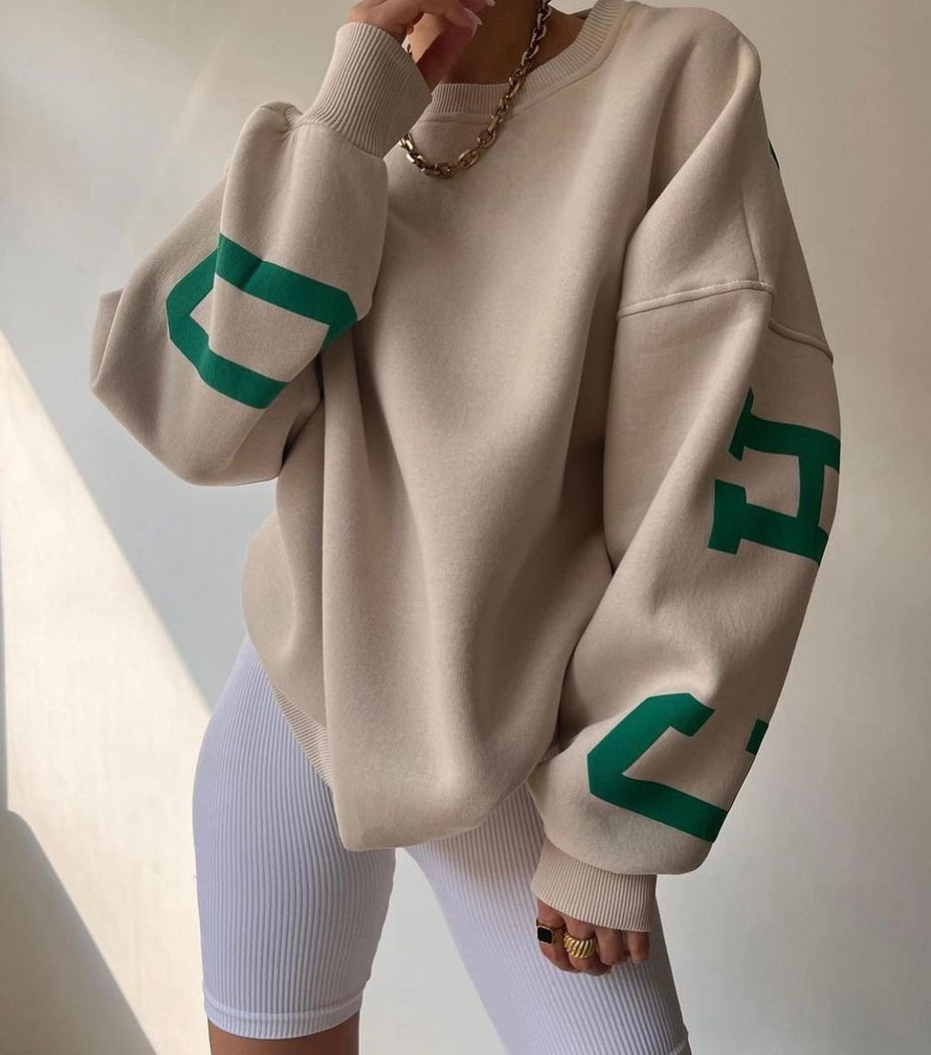 Combhasaki Y2K Grunge Pullover allentato da donna Felpe con stampa di lettere Top a maniche lunghe ispessiti casual Felpa con cappuccio autunnale Streetwear