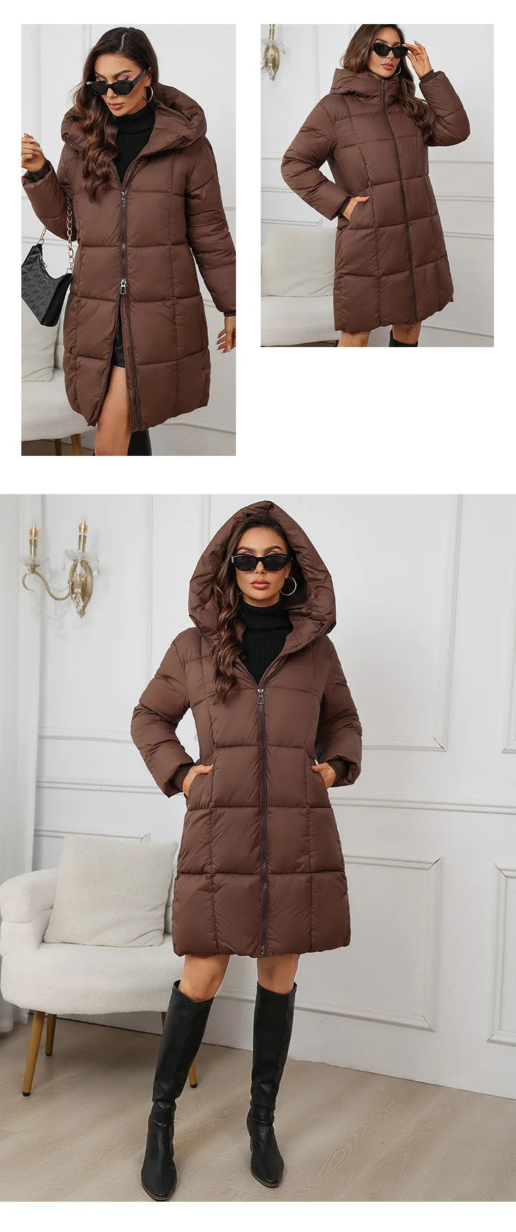 Cappotto lungo da donna 2024 Nuovo autunno inverno Parka femminile piumino di cotone spesso Femme Casual corto caldo capispalla spesso Top da donna