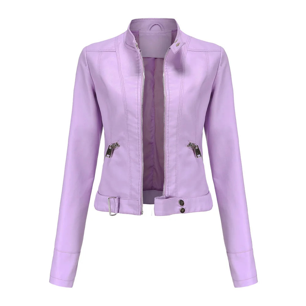 Giacca in Ecopelle da Donna 2026 Nuova Collezione Primavera Autunno Cappotto Donna Capospalla Nero Rosso Caffè Marrone Viola Chaqueta Mujer 3XL XXXL 2XL