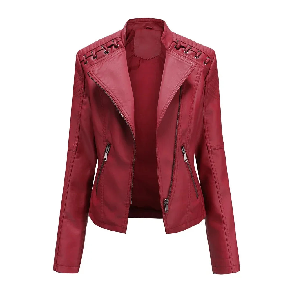 Primavera autunno sezione corta manica lunga giacca con cerniera giacca Slim in ecopelle Casual tinta unita giacca moda capispalla allentata