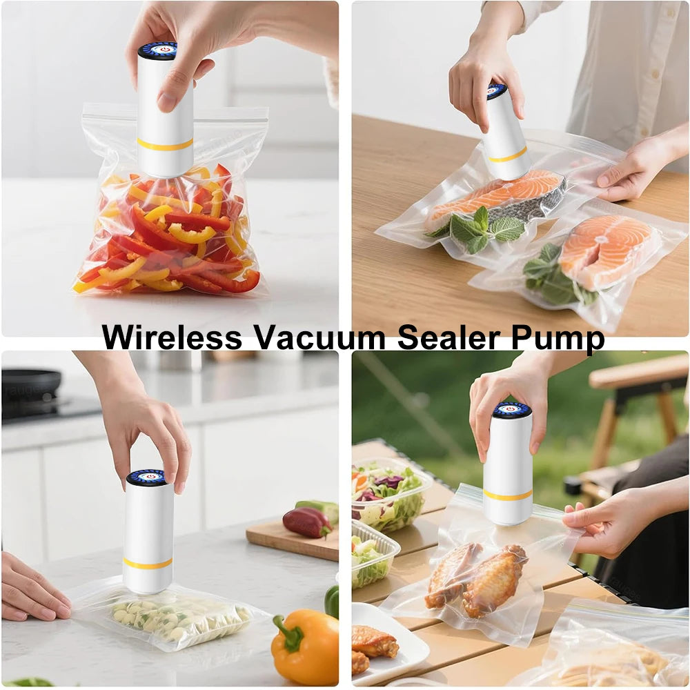 Electric Vacuum Sealer Pump Handheld Mini Electric Vacuum Pump Mini Food Vacuum Sealer Machine with Reusable Vacuum Sealing Bags