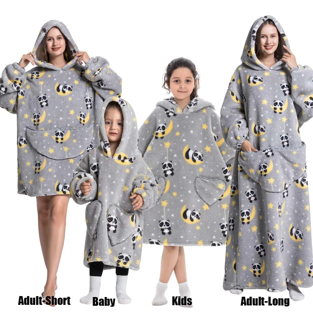 Felpe con cappuccio extra lunghe per donna Abbigliamento invernale per la casa Coperte di flanella per adulti con maniche Felpe con cappuccio morbide e calde per ragazze