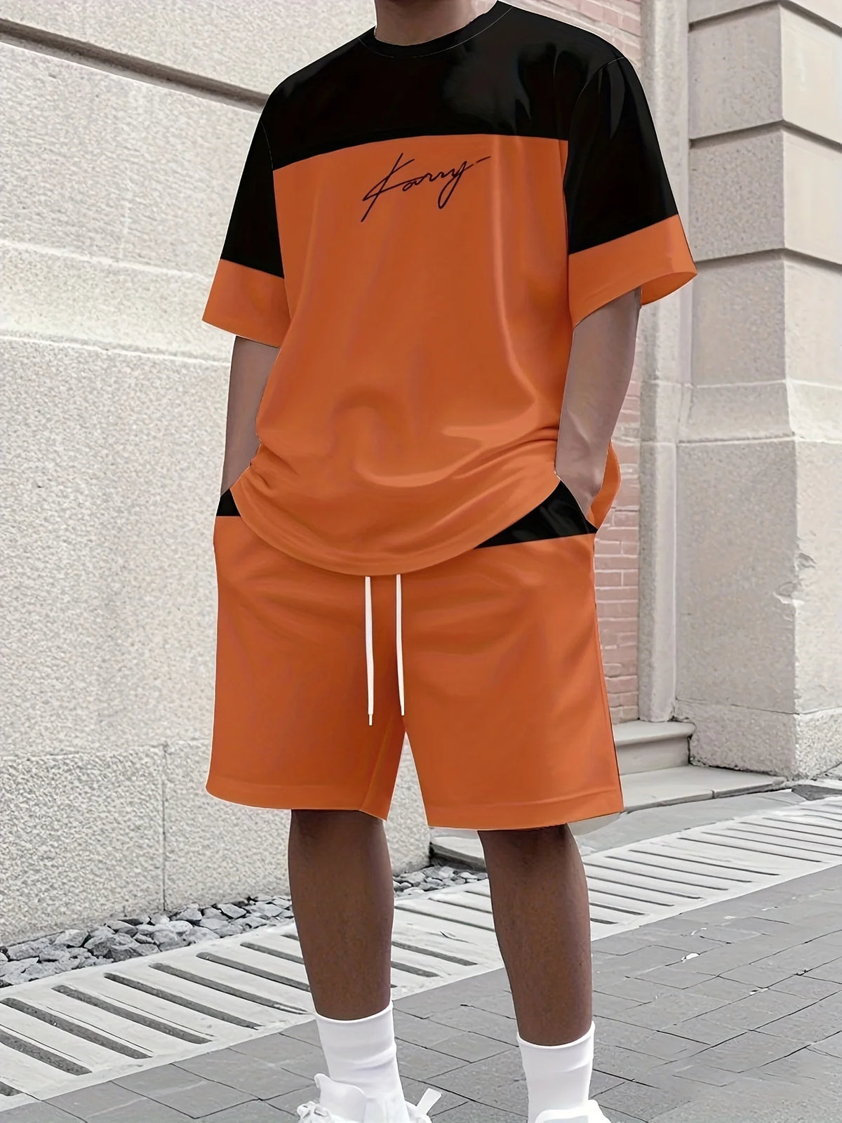 Set sportivo da uomo Set da due pezzi Girocollo Top a maniche corte e pantaloncini Completo da corsa da uomo T-shirt taglie forti T-shirt estiva da uomo