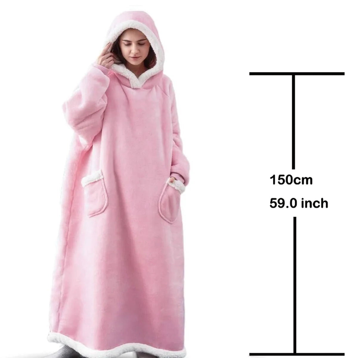Felpe con cappuccio invernali Felpa in pile spesso caldo TV gigante Coperta indossabile oversize con maniche in flanella Coperta con cappuccio