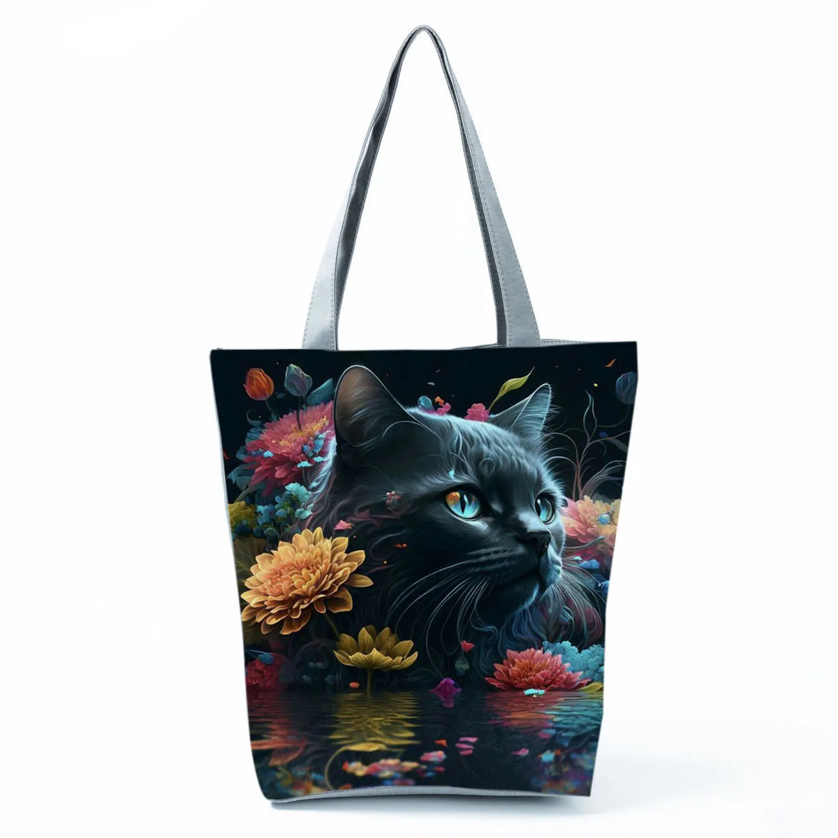 Pretty Cartoon Cat Print borse borse da spiaggia da donna ad alta capacità Cute Animal Graphic Eco borse per la spesa riutilizzabili portatili