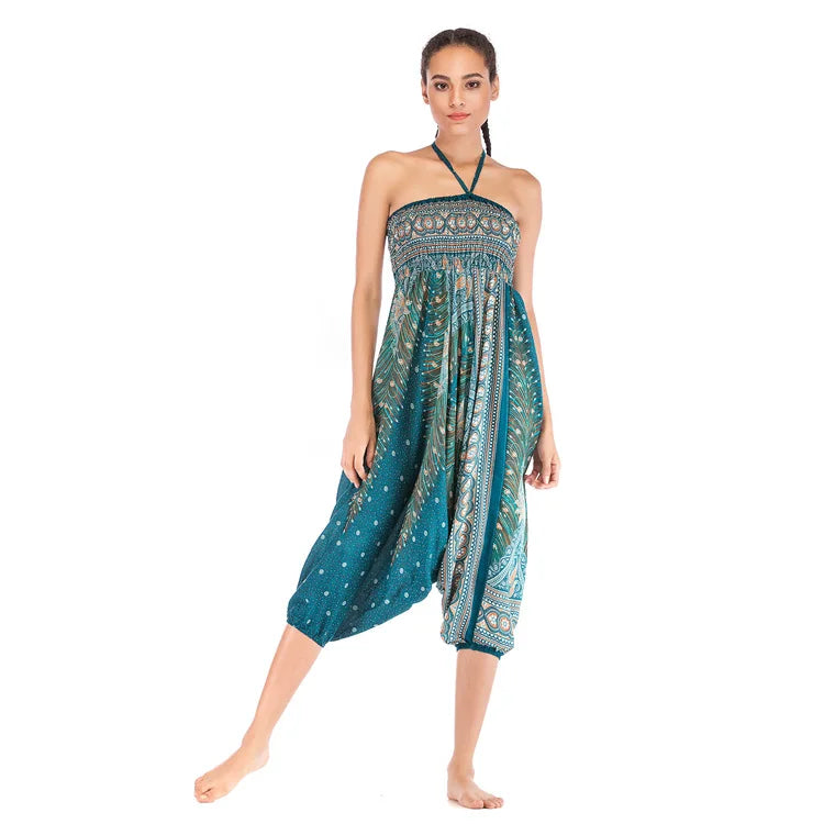 Pantaloni della Boemia Donna Pantalones Mujer Hippie Vita alta Rayon Harem Baggy Boho Yoga Beach Wear Pour Femme Calca Feminina Stampato