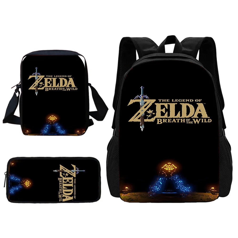 Zaino per la scuola dei bambini The Legends of Zeldas con borse per il pranzo, borse per matite, borse per la scuola per ragazzi e ragazze, miglior regalo