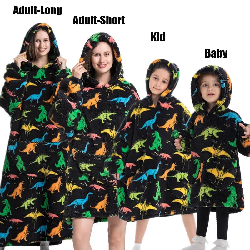 Felpe con cappuccio extra lunghe per donna Abbigliamento invernale per la casa Coperte di flanella per adulti con maniche Felpe con cappuccio morbide e calde per ragazze