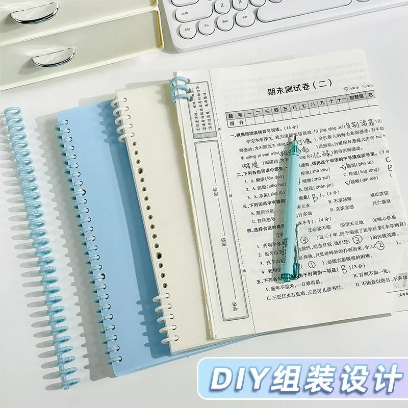 A4/A5/B5 Removable Spiral Notebook 60 Sheets Underline/Blank Loose Leaf Journal Macaron Binder for Students