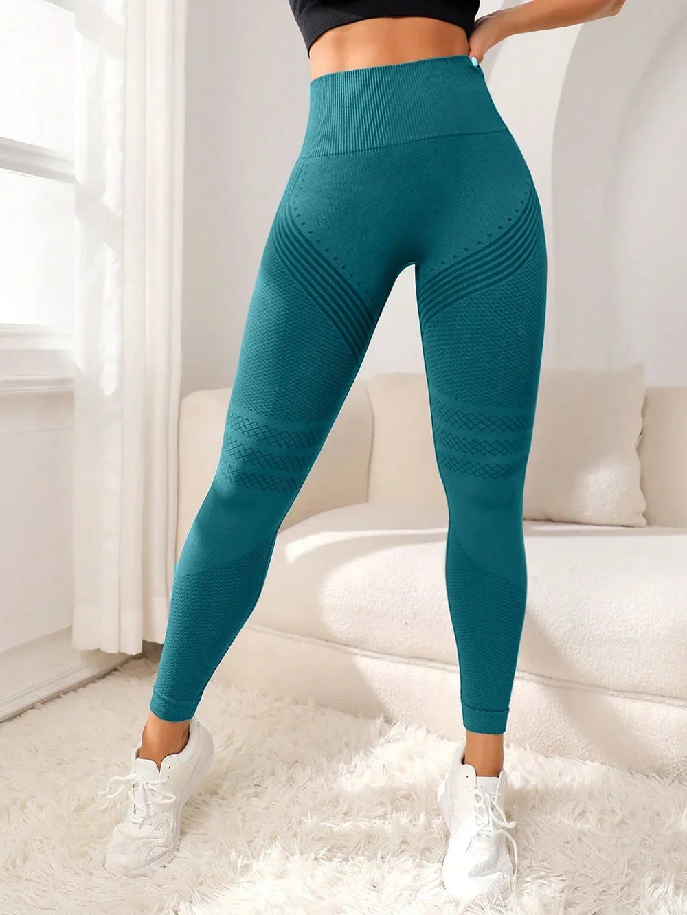 Pantaloni sportivi con linee sexy Sollevamento glutei Pantaloni sportivi attillati Pantaloni fitness elastici a vita alta da donna Pantaloni da yoga da corsa