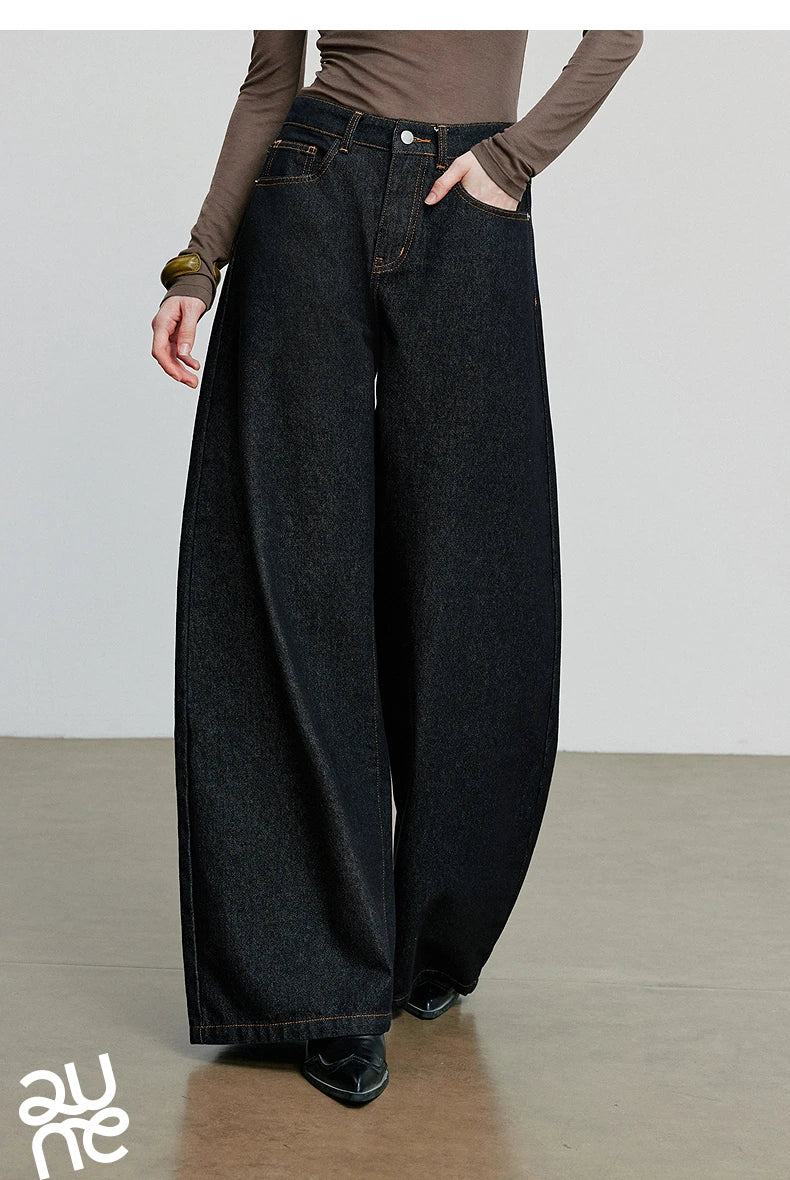 TOYOUTH Jeans denim da donna 2025 Autunno Nuovi pantaloni larghi a banana curvi larghi