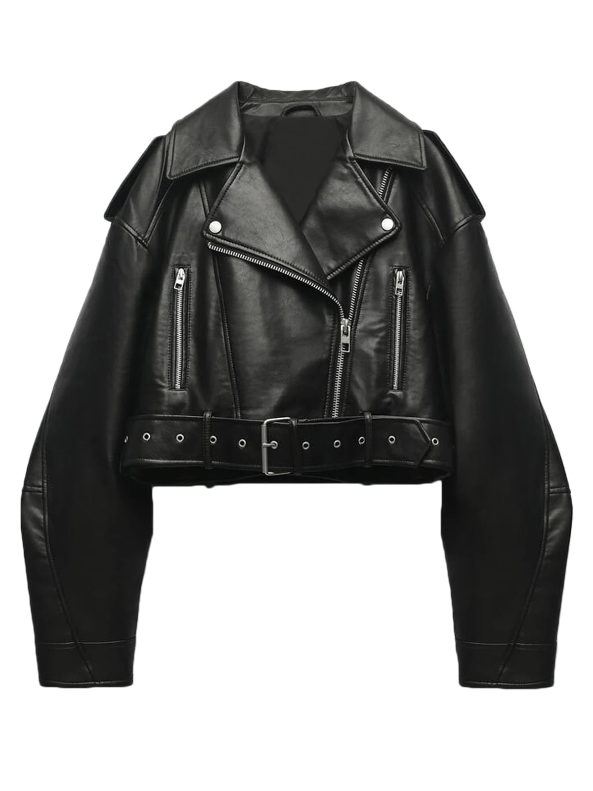 Fitaylor Giacca da donna in finta pelle PU Giacca casual da donna con cerniera sul bavero Giacca corta in pelle Cappotto da motociclista da strada