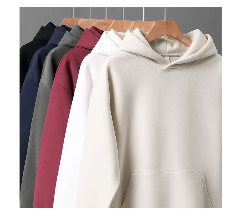 DUKEEN 450G Felpe con cappuccio da uomo pesanti 2025 Primavera e autunno Giacca sportiva con cappuccio tinta unita di base Abbigliamento da uomo di alta qualità