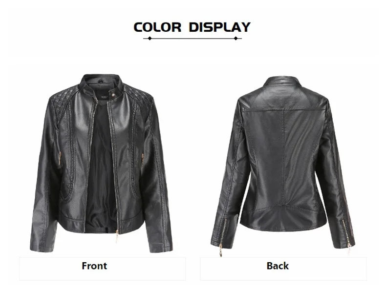 Elegante giacca da donna con collo alto 2022 modello femminile tridimensionale cappotto S-4XL nuove donne giacca in ecopelle Pu