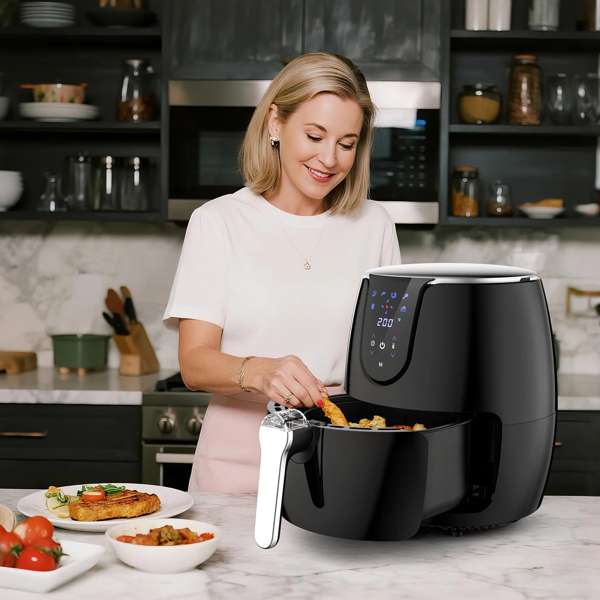 Air Fryer 3.5L 12in1 1500W - 6 Functions (Toast, Air Fry, Roast, Dehydrate) - Dishwasher Safe Basket - Compact 30cm