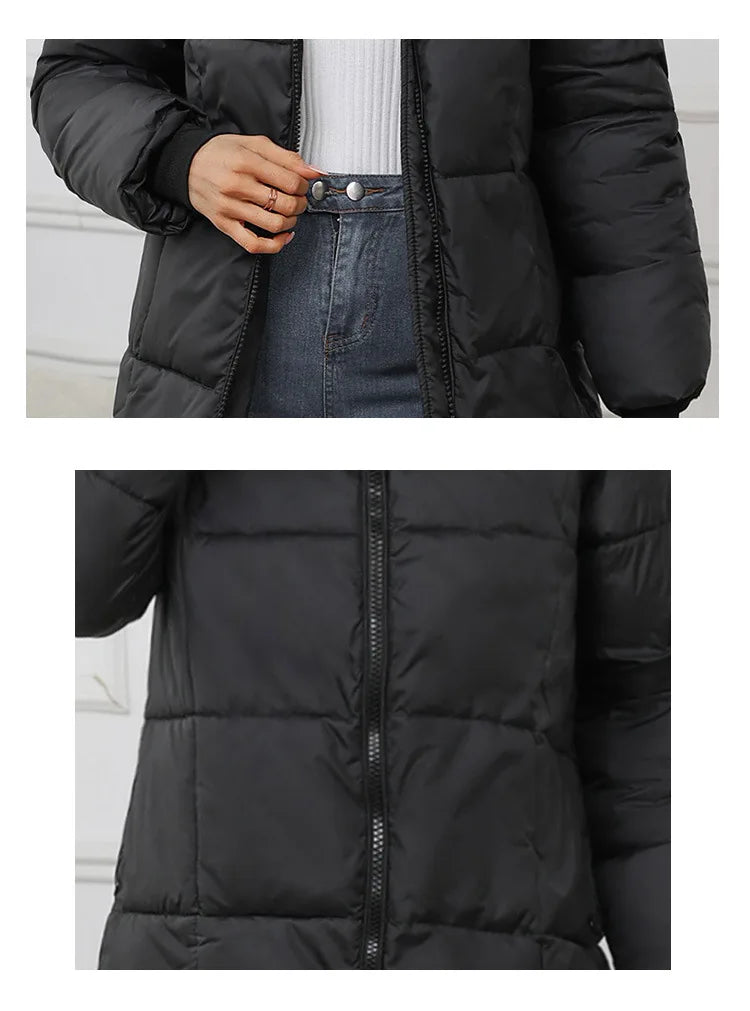 Cappotto lungo da donna 2024 Nuovo autunno inverno Parka femminile piumino di cotone spesso Femme Casual corto caldo capispalla spesso Top da donna