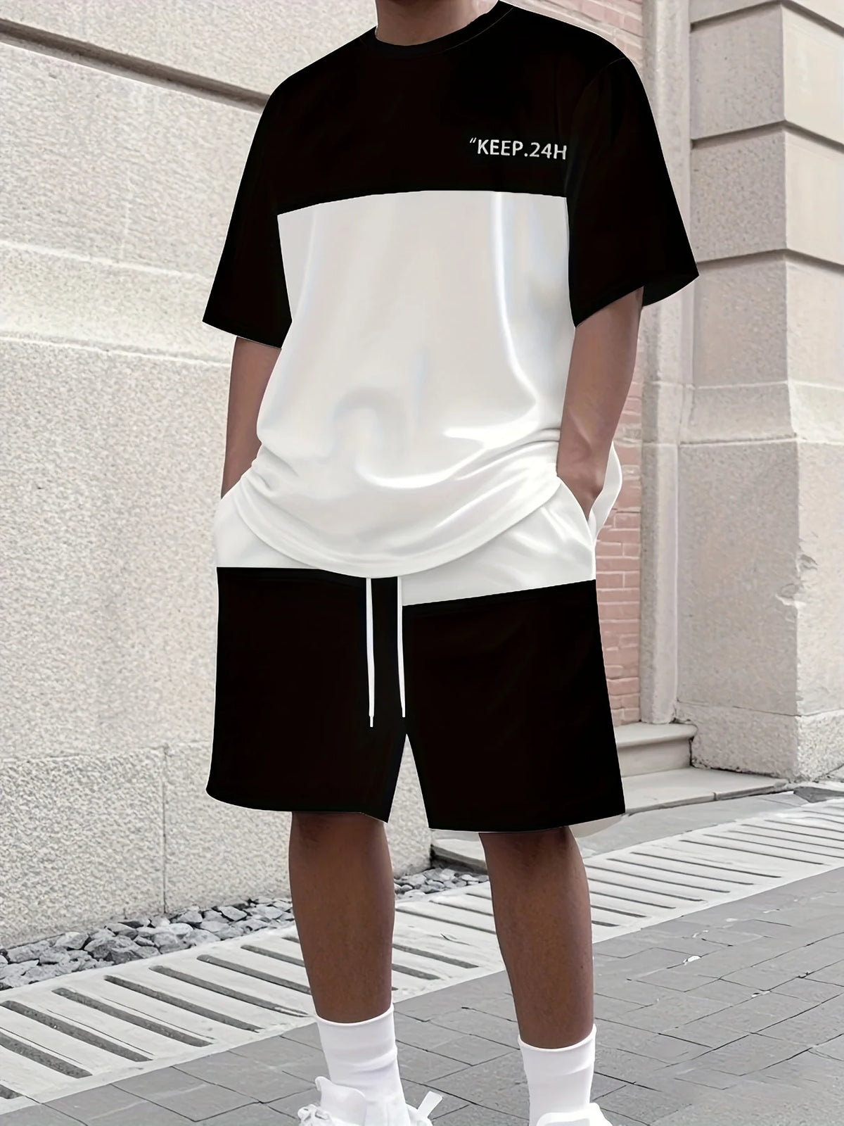 Set sportivo da uomo Set da due pezzi Girocollo Top a maniche corte e pantaloncini Completo da corsa da uomo T-shirt taglie forti T-shirt estiva da uomo