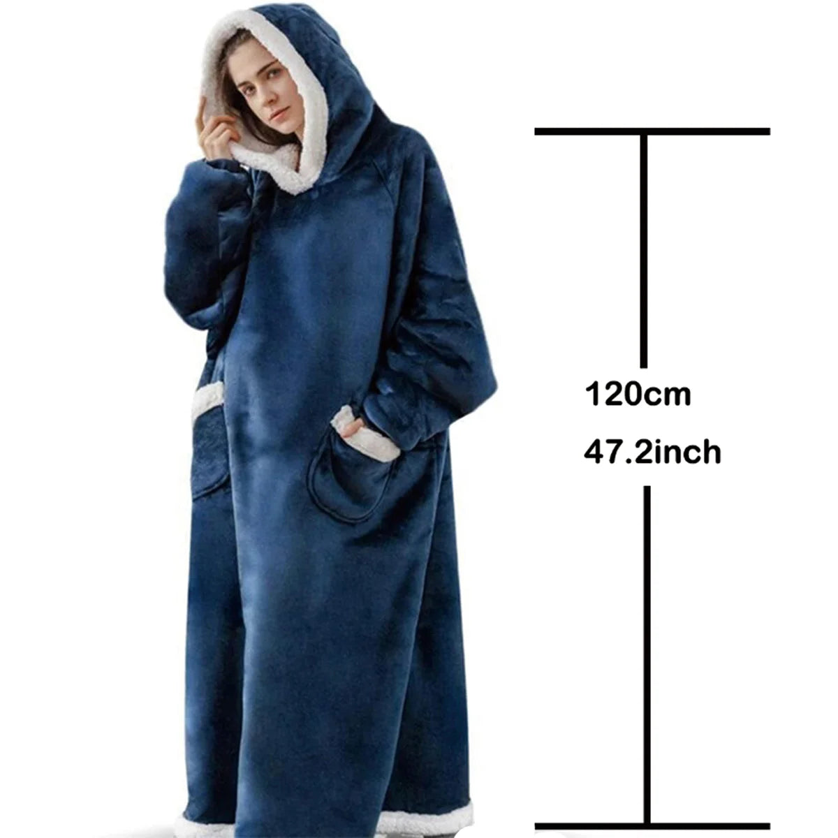 Felpe con cappuccio invernali Felpa in pile spesso caldo TV gigante Coperta indossabile oversize con maniche in flanella Coperta con cappuccio