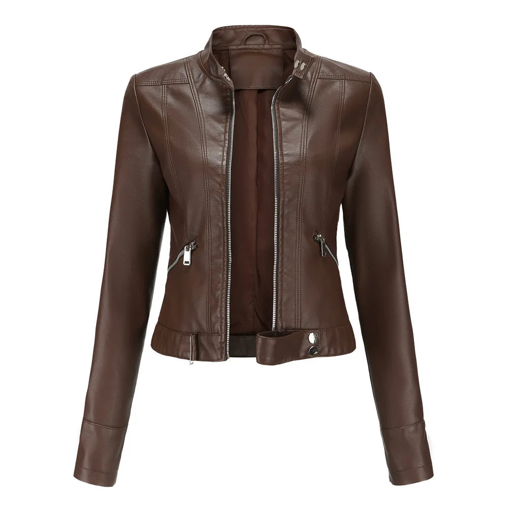 Giacca in Ecopelle da Donna 2026 Nuova Collezione Primavera Autunno Cappotto Donna Capospalla Nero Rosso Caffè Marrone Viola Chaqueta Mujer 3XL XXXL 2XL