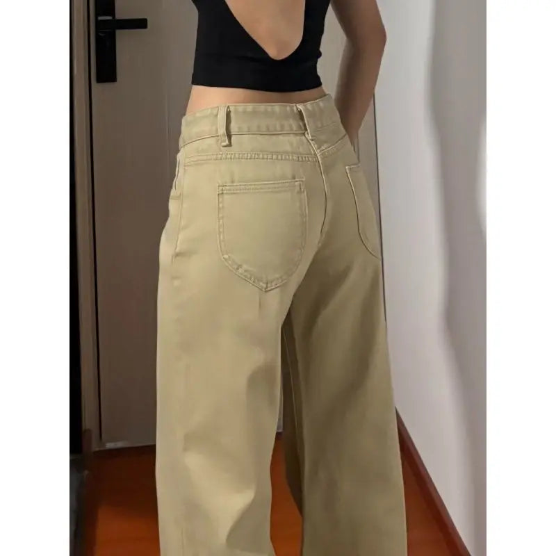 Jeans svasati vintage americani da donna nuovi pantaloni in denim versatili a vita bassa larghi kaki gamba dritta lunghezza pavimento pantaloni bootcut
