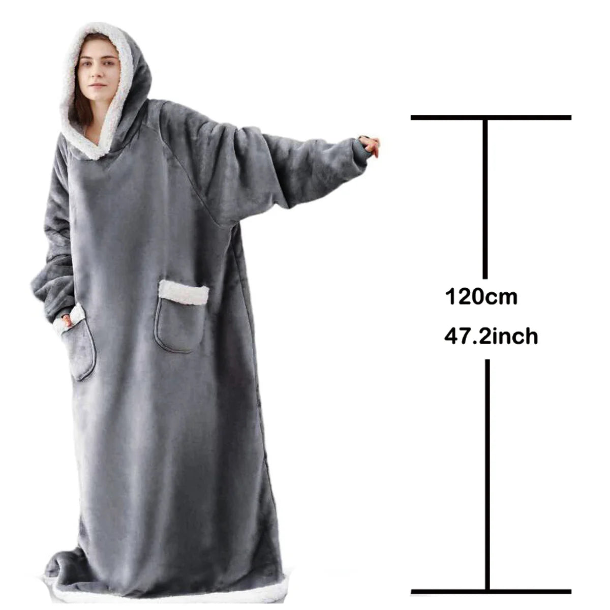 Felpe con cappuccio invernali Felpa in pile spesso caldo TV gigante Coperta indossabile oversize con maniche in flanella Coperta con cappuccio