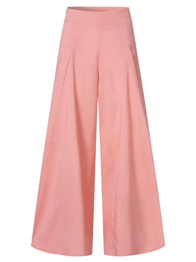 Pantaloni a gamba larga a vita alta da donna alla moda Primavera Autunno Pantaloni a zampa d'elefante eleganti femminili Pantaloni lunghi larghi casual per le vacanze solidi Nuovo