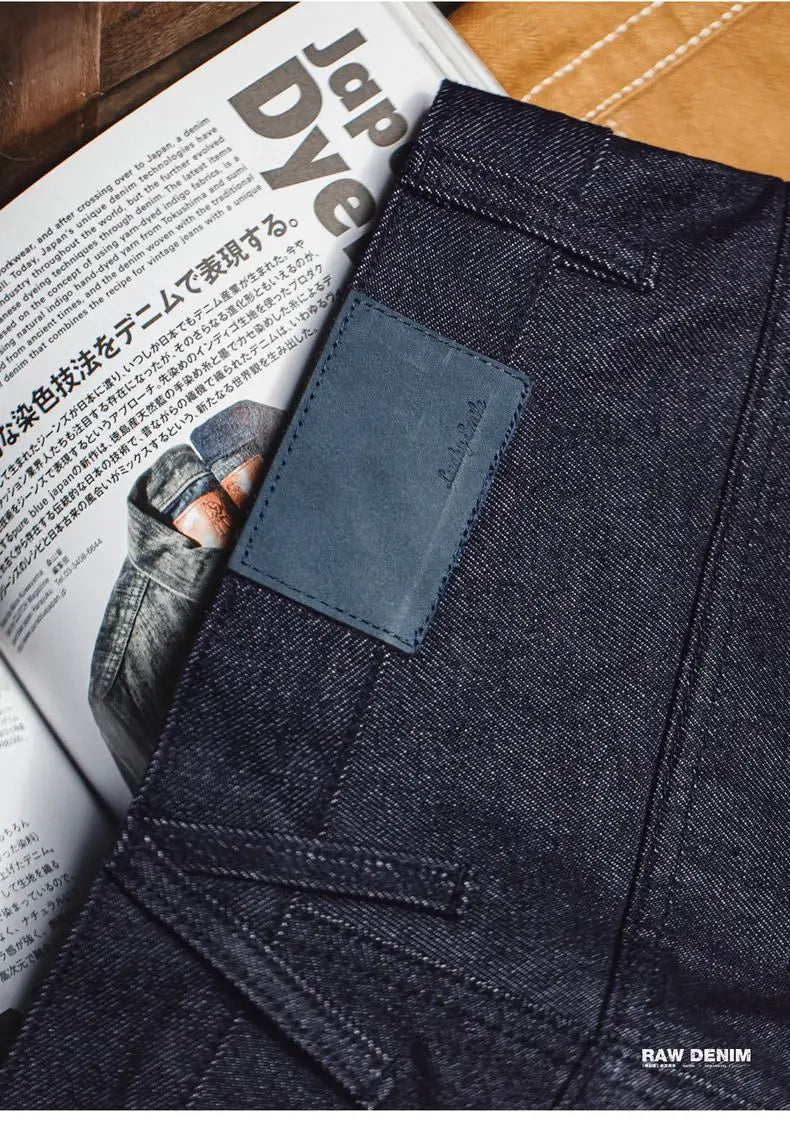Maden Vintage Jeans da uomo in denim grezzo con cimosa da 15,6 once Pantaloni a gamba larga con cerniera YKK Jeans dritti per l'autunno e l'inverno