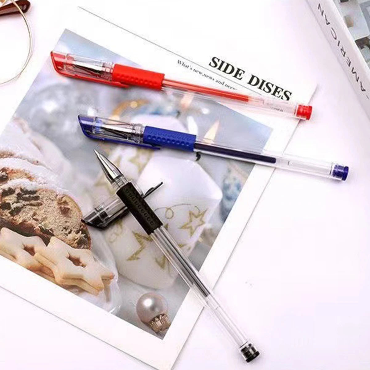 Gel Pen Set School Supplies Black Blue Red Ink,Bullet Tip 0.5mm,Ballpoint Pen Kawaii Pen Writing Tool School Office Stationery