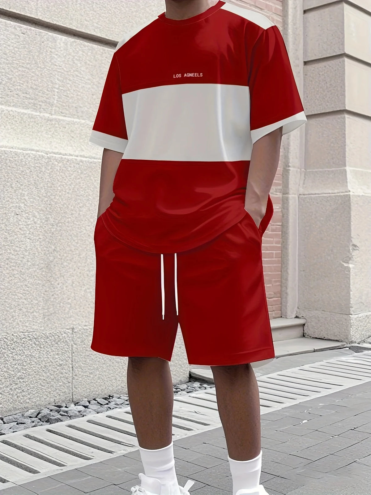Set sportivo da uomo Set da due pezzi Girocollo Top a maniche corte e pantaloncini Completo da corsa da uomo T-shirt taglie forti T-shirt estiva da uomo