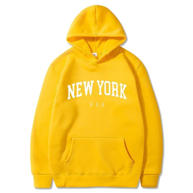 Uomo Donna New York USA City Felpe con cappuccio Moda Lettera stampata Felpe grafiche Allentate Casual Harajuku Pullover con cappuccio Abbigliamento sportivo