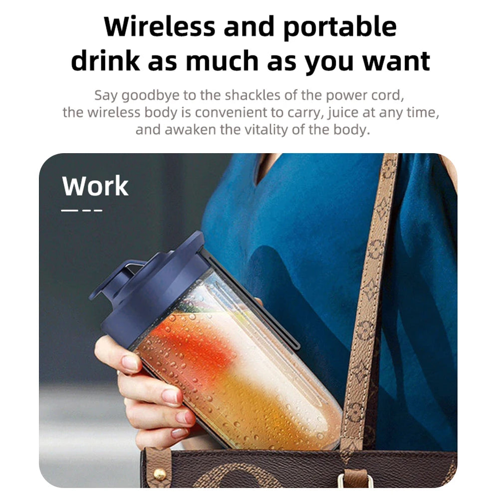 Electric Juicer Cup 2 Cups For Travel 6 Blades Portable Juicer Mixer Usb Charge Fresh Fruit Juice Personal Blender Smoothie