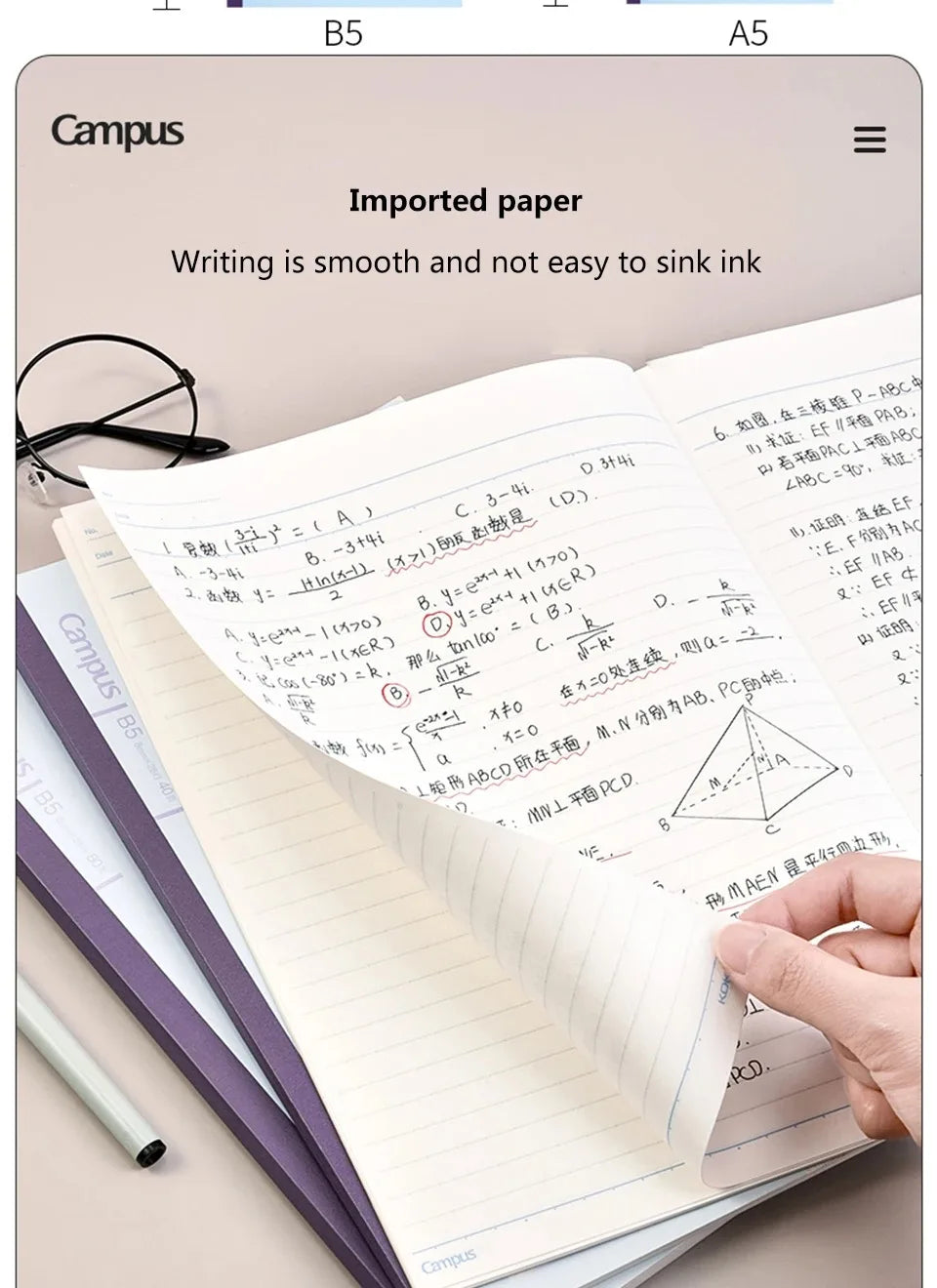 Japan KOKUYO Notebook 80 Pages Campus B5/A5 Soft Surface Wireless Binding Horizontal Line School Office Stationery