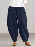 ZANZEA Estate Elastico In Vita Solido Pantaloni Donna Casual Pantaloni Larghi Elegante Allentato Gamba Larga Pantalon Vintage Cotone Rapa 2024
