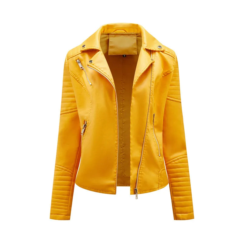 2026 Giacca in ecopelle da donna di nuova moda, cappotto casual in PU con cerniera primavera autunno, capispalla da motociclista femminile abbigliamento da donna S-XXXL