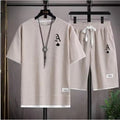 T-shirt a maniche corte da uomo casual alla moda e pantaloncini sportivi estivi all'aperto set da due pezzi casual quotidiano