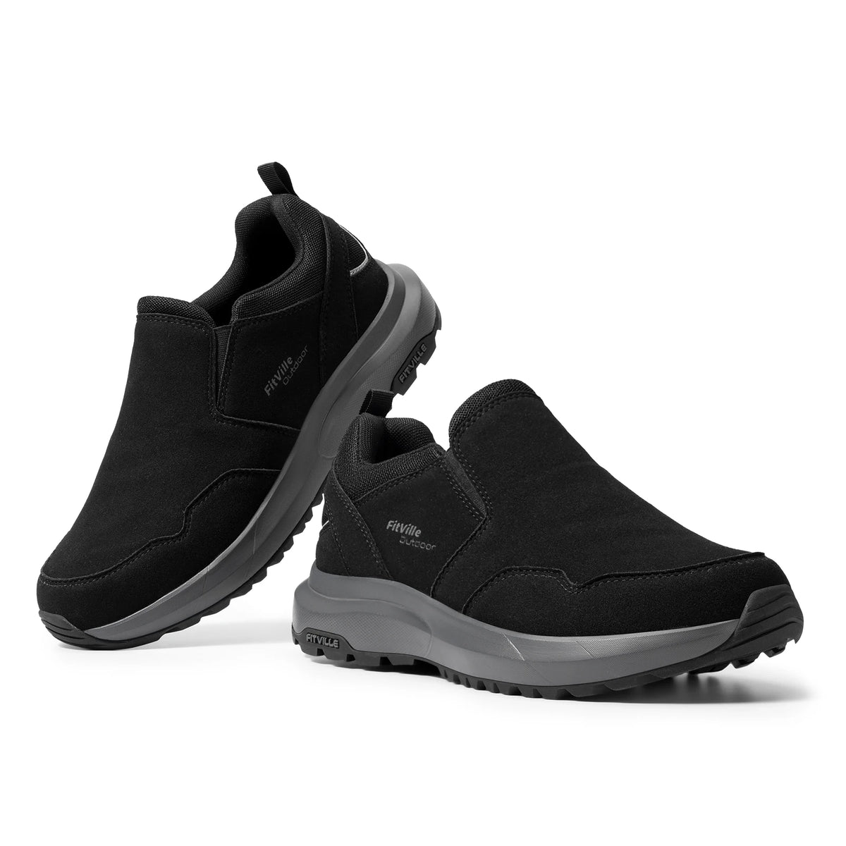 FitVille Mocassini da trekking extra larghi da uomo, comode scarpe da passeggio ortopediche con supporto per l'arco plantare per sentieri di trekking all'aperto, piedi piatti e sollievo dal dolore ai piedi