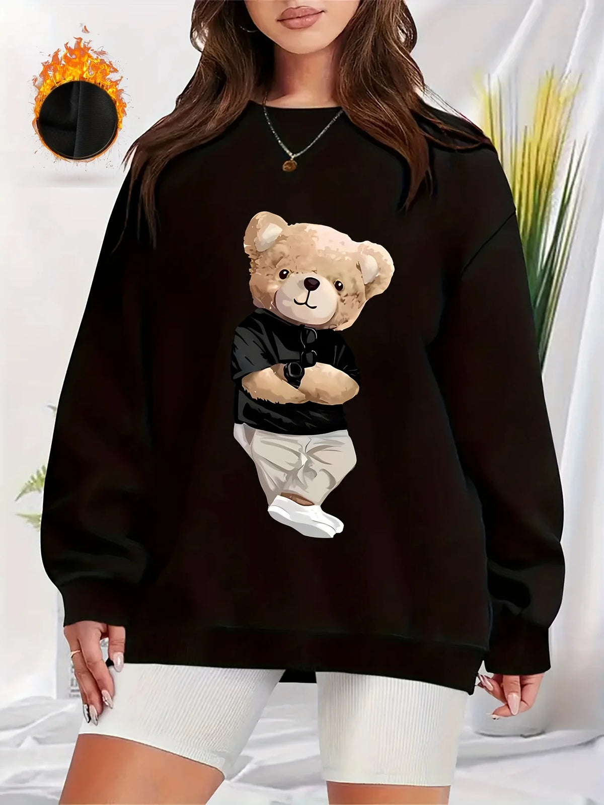 Pullover con cappuccio girocollo a maniche lunghe in velluto stampato con motivo a lettere comode e casual autunnali e invernali da donna