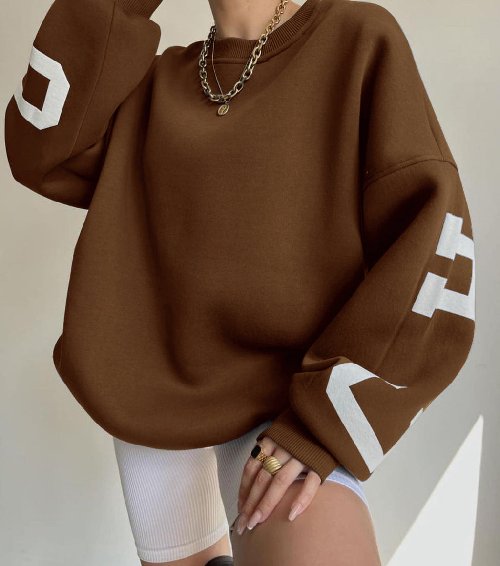 Combhasaki Y2K Grunge Pullover allentato da donna Felpe con stampa di lettere Top a maniche lunghe ispessiti casual Felpa con cappuccio autunnale Streetwear