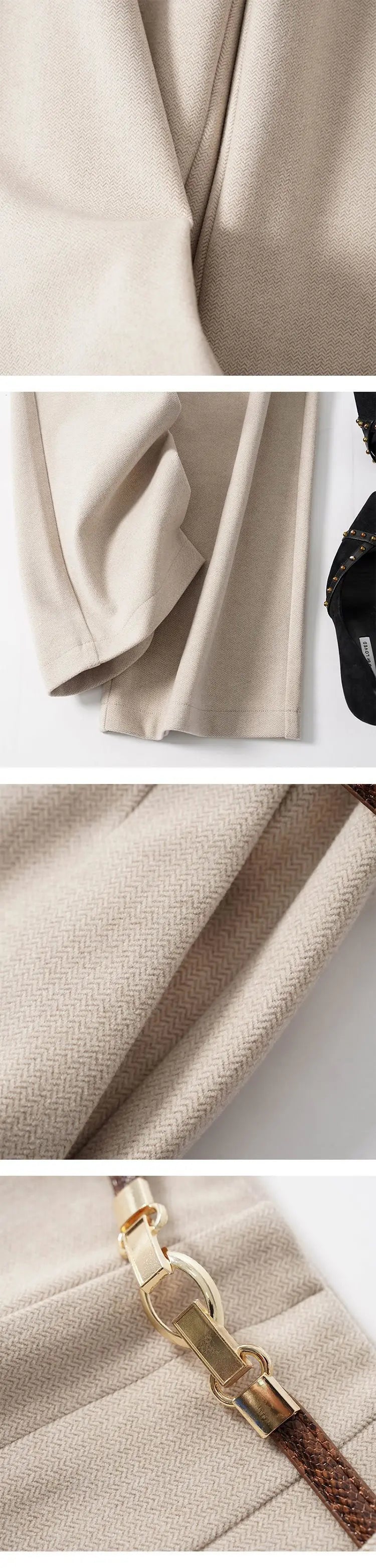 CGC Pantaloni larghi larghi a vita alta alla moda coreana Pantaloni di lana da donna Pantaloni larghi dritti solidi semplici Pantaloni da jogging casual