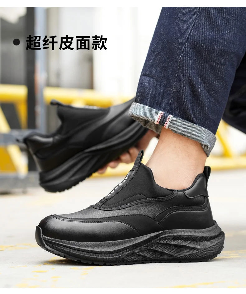 Scarpe da Cuoco in Pelle da Uomo Impermeabili Antiscivolo Resistenti all'Olio, Mocassini Casual da Uomo Resistenti all'Usura
