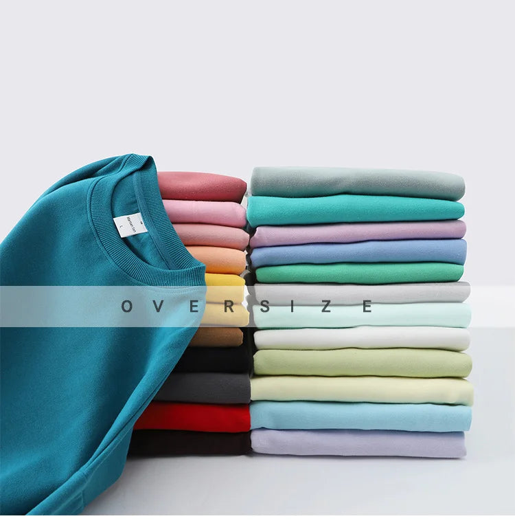 Maglione con spalle scoperte e collo rotondo in cotone sano di alta qualità da 40 colori per uomo e donna, ampio con spalle scoperte oversize