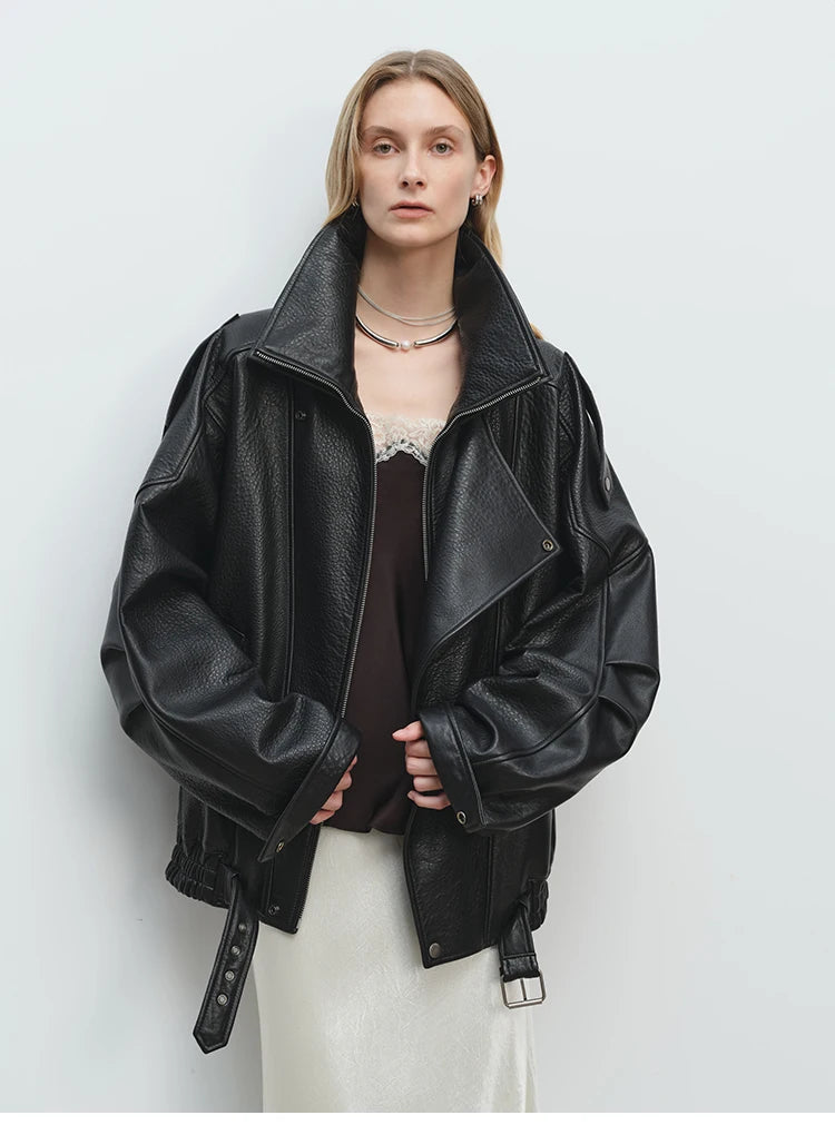 Mauroicardi Primavera Giacca oversize in morbida pelle Pu nera da uomo Cintura a maniche lunghe Designer di lusso Abiti di moda europei 2025