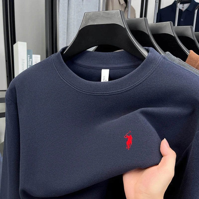 T-shirt a maniche lunghe di marca di lusso da uomo autunno Paul trendy squisito pony ricamo pullover allentato casual girocollo felpa