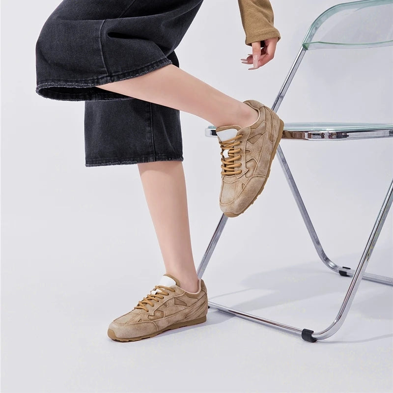 AIYUQI Sneakers da Donna 2026 Nuove Scarpe Basse in Vera Pelle da Donna per Allenamento, Taglie Grandi, Stile Retrò Casual