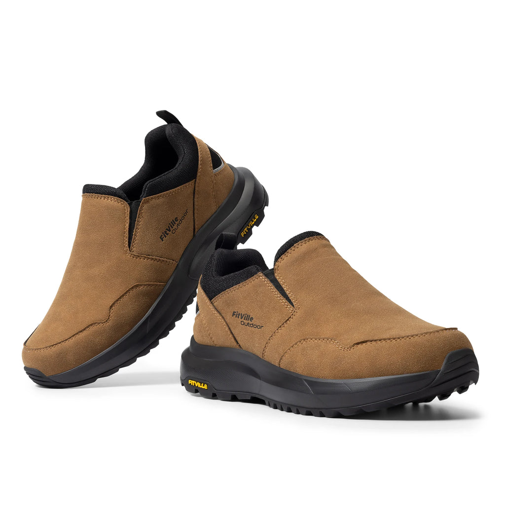 FitVille Mocassini da trekking extra larghi da uomo, comode scarpe da passeggio ortopediche con supporto per l'arco plantare per sentieri di trekking all'aperto, piedi piatti e sollievo dal dolore ai piedi