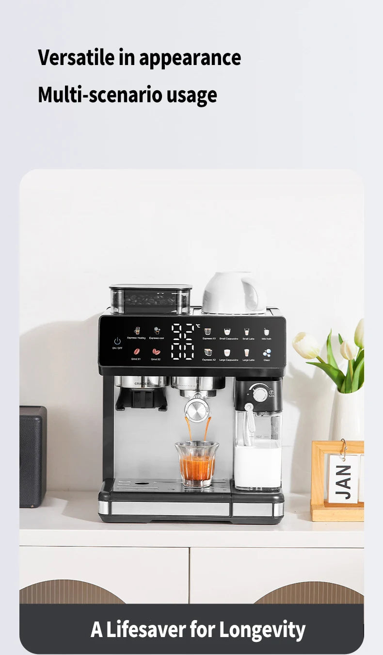Multifunctional Fancy Automatic Coffee Machine, Commercial Milk Frothing And Grinding Integrated Coffee Machine