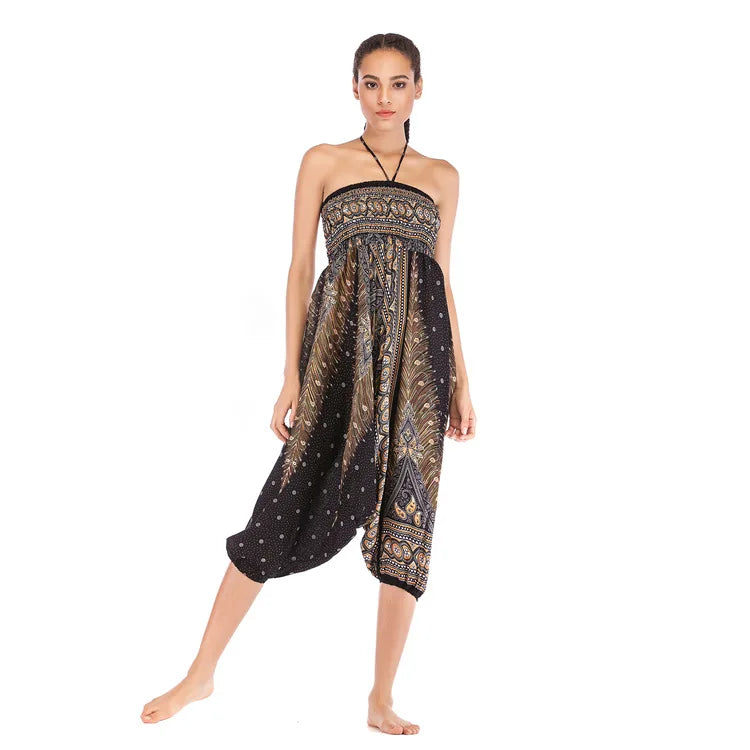 Pantaloni della Boemia Donna Pantalones Mujer Hippie Vita alta Rayon Harem Baggy Boho Yoga Beach Wear Pour Femme Calca Feminina Stampato