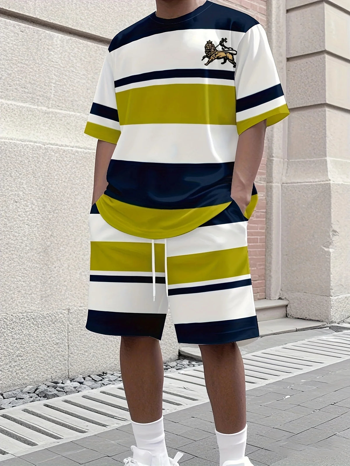 Set sportivo da uomo Set da due pezzi Girocollo Top a maniche corte e pantaloncini Completo da corsa da uomo T-shirt taglie forti T-shirt estiva da uomo